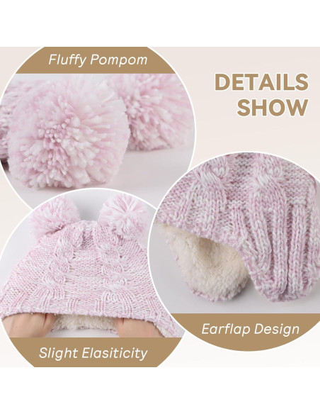 Gorro de invierno ZSEDRUT para bebé con forro polar y pompón Gorro de invierno ZSEDRUT para bebé con forro polar y pompón