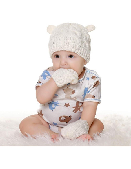 Conjunto Gorro y Guantes Bebé Rosa Suave 3-6 Meses Conjunto Gorro y Guantes Bebé Rosa Suave 3-6 Meses