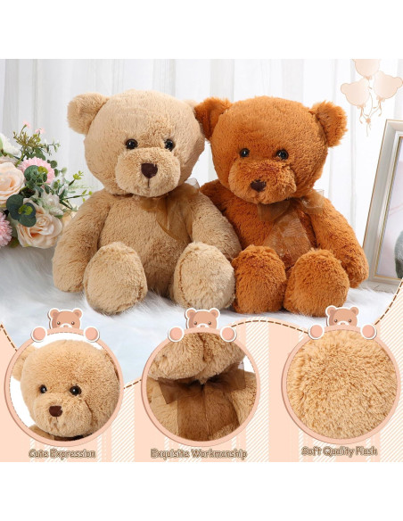Ositos de Peluche Wettarn 45 cm - 2 Pack Marrón Claro y Oscuro