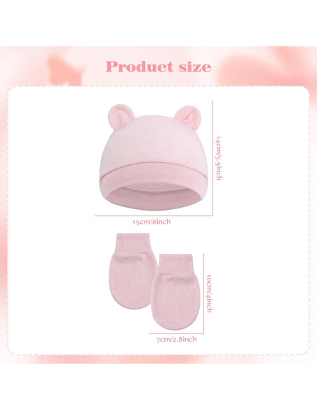 Conjunto de Gorras Turbante y Mitones para Bebés 0-6 Meses Conjunto de Gorras Turbante y Mitones para Bebés 0-6 Meses