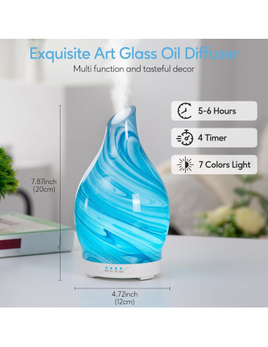 Difusor de Aceite Esencial AGATECHO 120ml Luz 7 Colores