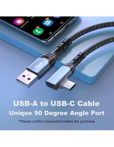 Cable USB C 3m OKRAY 2-Pack Carga Rápida Ángulo 90