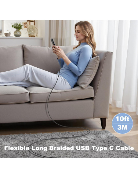 Cable USB C 3m OKRAY 2-Pack Carga Rápida Ángulo 90 Cable USB C 3m OKRAY 2-Pack Carga Rápida Ángulo 90