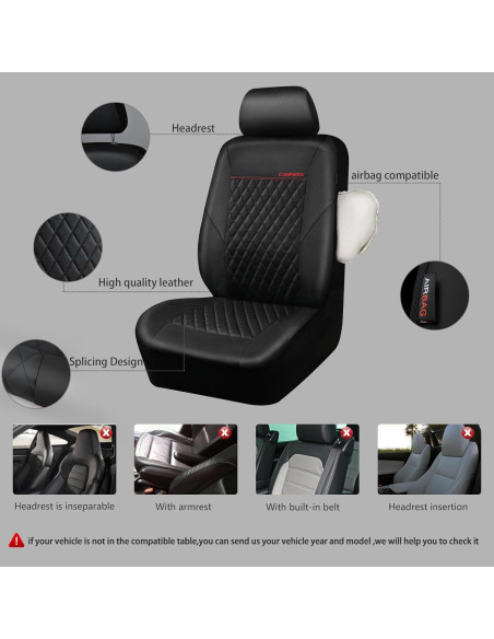 Funda de Asiento de Cuero CAR PASS ZT618PU-BK1L2 Negra Universal Funda de Asiento de Cuero CAR PASS ZT618PU-BK1L2 Negra Universal
