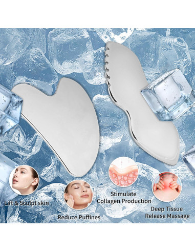 Herramienta Gua Sha de Acero Inoxidable ZminRN - Masaje Facial