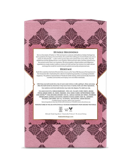 Bombas de Baño Nubian Heritage Patchouli y Buriti 6 Piezas 45 g Bombas de Baño Nubian Heritage Patchouli y Buriti 6 Piezas 45 g
