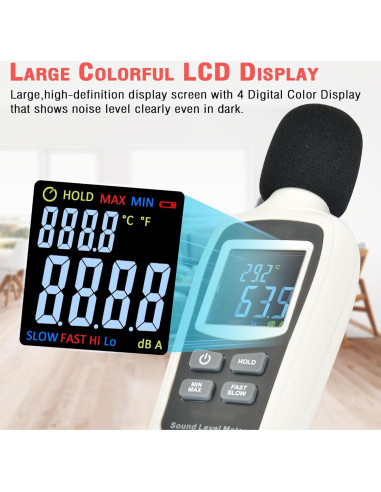 Medidor de Decibelios Digital V-RESOURCING VLT-CA-205WH 35-135dB