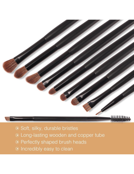 Set de 10 Brochas de Maquillaje para Ojos Banidy - Cerdas Sintéticas Set de 10 Brochas de Maquillaje para Ojos Banidy - Cerdas Sintéticas