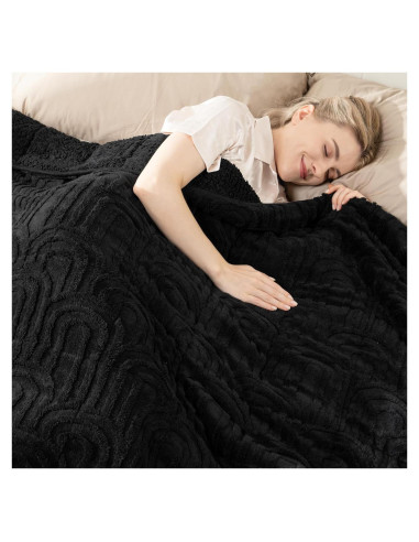 Manta pesada Jacquard Cottonblue 122x183 cm 6.8 kg negra