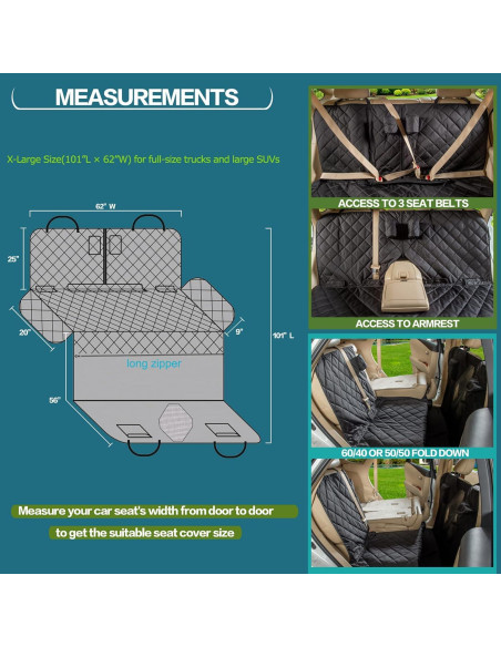 Funda de Asiento para Perros YEENIS Extra Grande Negra Funda de Asiento para Perros YEENIS Extra Grande Negra