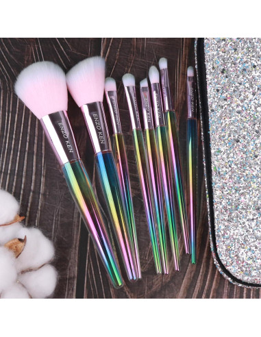 Juego de Brochas de Maquillaje Vegano ENZO KEN 8 Piezas Cristal