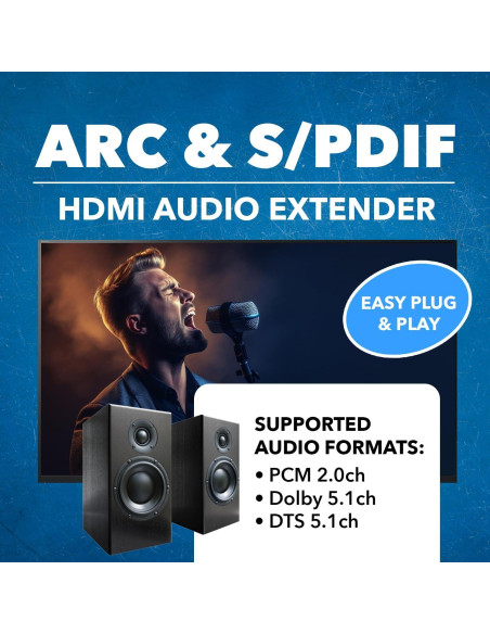 Extensor de Audio OREI ARC-EX300-K HDMI y SPDIF hasta 150m Extensor de Audio OREI ARC-EX300-K HDMI y SPDIF hasta 150m
