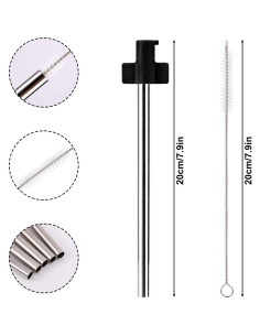 4 Pajitas Reutilizables Acero Inoxidable Lyreh 20cm con Cepillo 2