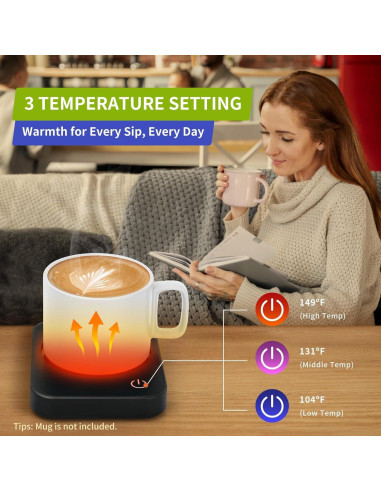 Calentador de Tazas VOBAGA Negro con Apagado Automático y 3 Temperaturas