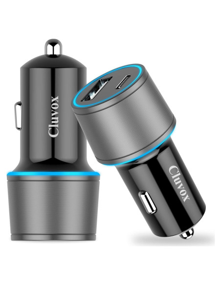 Cargador de coche Cluvox 35W USB C y A, 2 unidades Cargador de coche Cluvox 35W USB C y A, 2 unidades