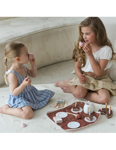 Juego de Té de Cumpleaños Speedy Monkey - Juguete de Madera para Niños