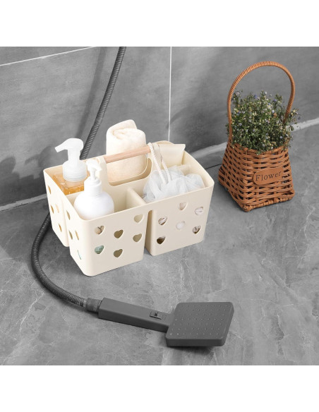 Caddy de Ducha Portátil Anyoifax Beige con Agujeros de Drenaje Caddy de Ducha Portátil Anyoifax Beige con Agujeros de Drenaje