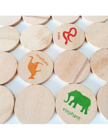Juego de Memoria de Madera Bee Smart - Animales 16 Piezas