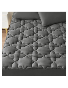 Funda de Colchón Completo CozyLux Algodón Antideslizante Gris