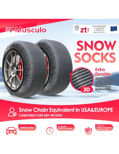 Calcetines de Nieve K-Musculo S para Neumáticos SUV Pickup Calcetines de Nieve K-Musculo S para Neumáticos SUV Pickup