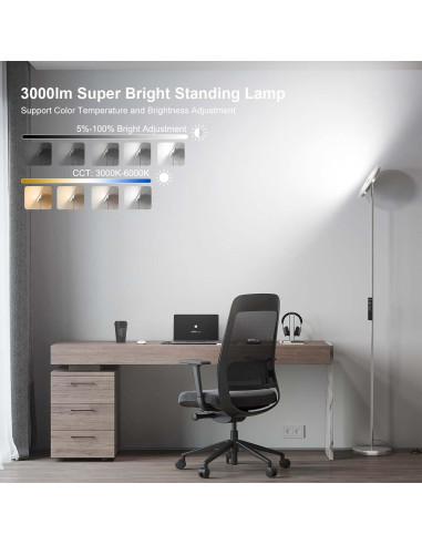 Lámpara de Pie LED SUNMORY 32W 3000LM con Control Remoto