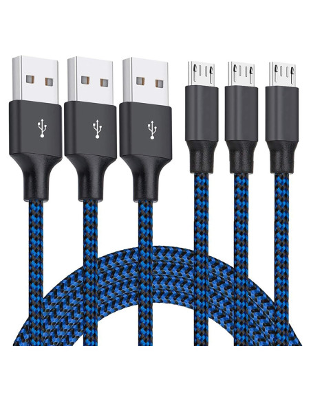 Cable Micro USB Hoblaze 3Pack 10FT (3M) Carga Rápida Nylon Cable Micro USB Hoblaze 3Pack 10FT (3M) Carga Rápida Nylon