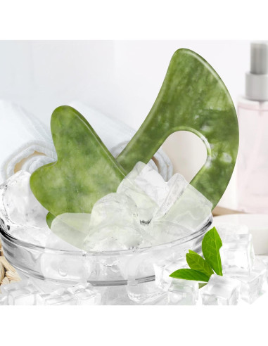Set de Masaje Gua Sha Airogym de Jade Natural - 2 Piezas