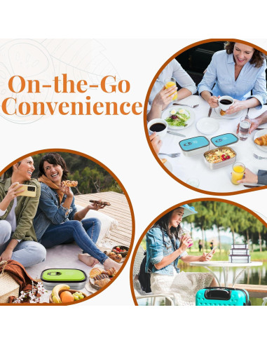 Juego de 3 Contenedores de Almuerzo Easy Togo Acero Inoxidable 2.1L