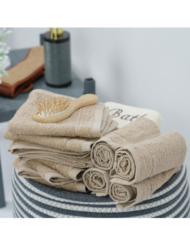 Paquete de 60 Toallas de Mano Tens 30x30 cm Algodón Beige
