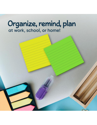 Notas Adhesivas Rayadas Infiniko 3x3 cm - Paquete de 8 Blocs