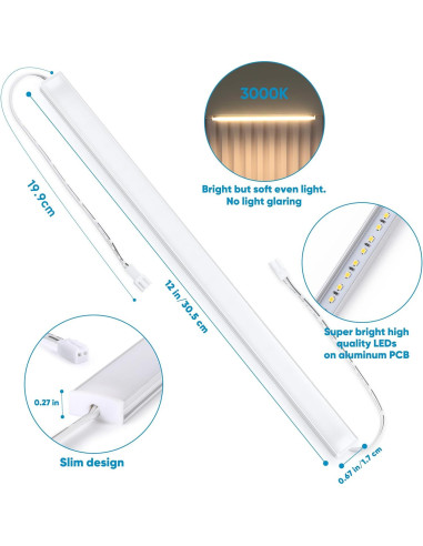 Juego de Iluminación Bajo Gabinete Litever 3 Luces LED 30cm 3000K