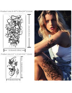 Tatuajes Temporales Impermeables Yazhiji - 40 Hojas Flores y Mariposas 2