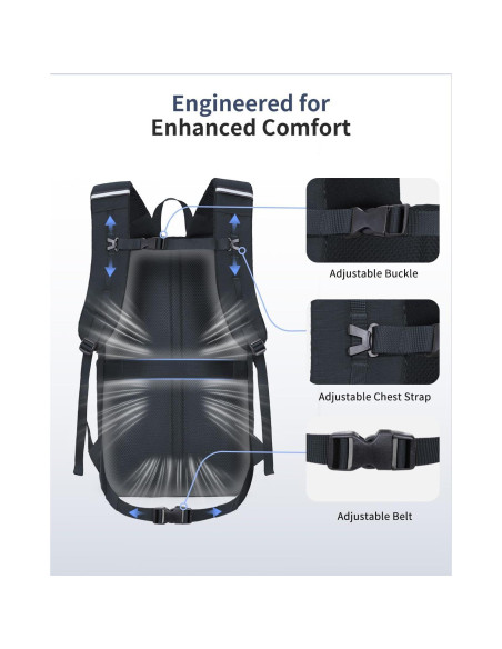 Mochila de Senderismo ECOHUB 30L Resistente al Agua Negra Mochila de Senderismo ECOHUB 30L Resistente al Agua Negra