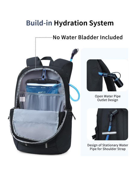 Mochila de Senderismo ECOHUB 30L Resistente al Agua Negra Mochila de Senderismo ECOHUB 30L Resistente al Agua Negra