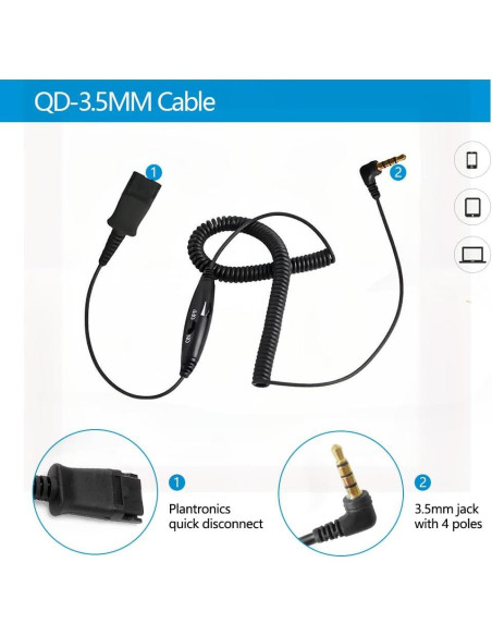Auricular Plantronics VT6932 QD 3.5mm y USB-C con micrófono Auricular Plantronics VT6932 QD 3.5mm y USB-C con micrófono