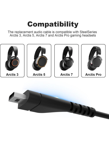 Cable de Audio Zosvoses 1.5m para Auriculares SteelSeries Arctis