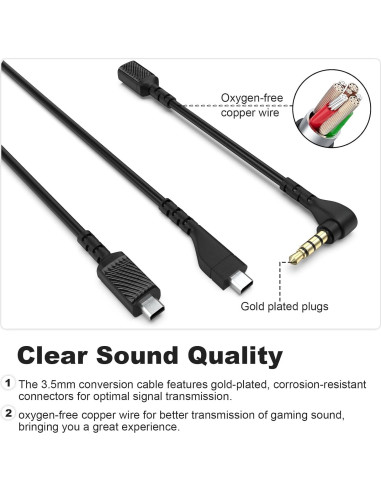 Cable de Audio Zosvoses 1.5m para Auriculares SteelSeries Arctis