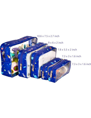 Juego de 5 Organizadores de Pañales TPU Impermeables Astronauta