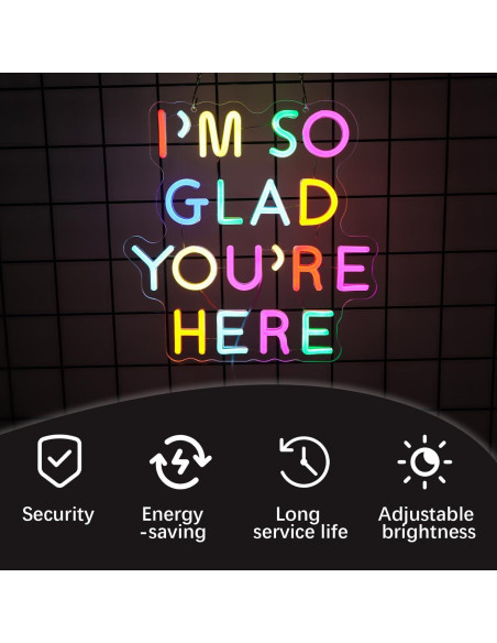 Letrero de neón LED GleamNeon 'Estoy tan feliz de que estés aquí' Letrero de neón LED GleamNeon 'Estoy tan feliz de que estés aquí'