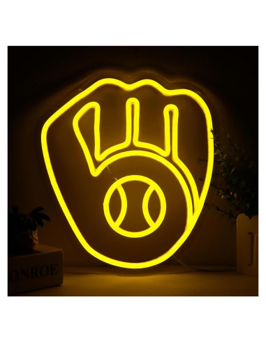 Cartel de Neón Balanar Guante de Béisbol 30.99x27.99 cm