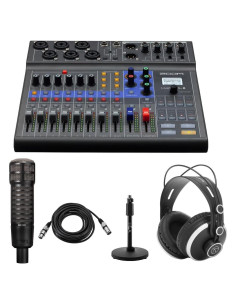 Mezclador Portátil Zoom LiveTrak L-8 con Micrófono RE320 y Auriculares