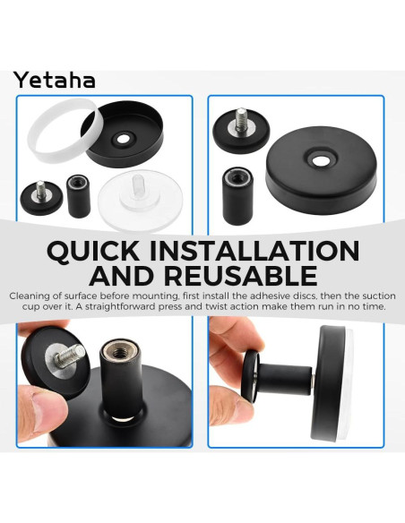 Ganchos de Ventosa Yetaha 2 Pcs Acero Inoxidable Negro Ganchos de Ventosa Yetaha 2 Pcs Acero Inoxidable Negro