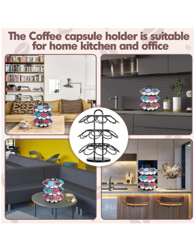 Soporte para cápsulas de café ROWISE 27 K Cups 3 niveles negro