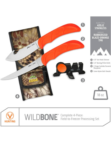 Set de Cuchillos de Caza Outdoor Edge WildBone 4 Piezas