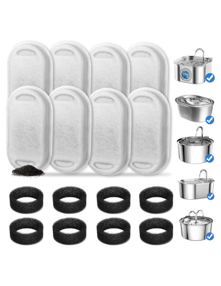 Filtros de Agua para Gatos NautyPaws - Paquete 8 Filtros + 8 Esponjas Filtros de Agua para Gatos NautyPaws - Paquete 8 Filtros + 8 Esponjas