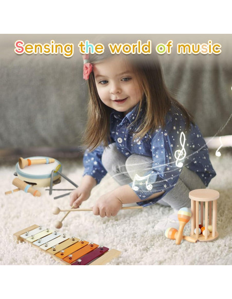 Set de 7 Instrumentos Musicales Montessori JAMANI para Bebés Set de 7 Instrumentos Musicales Montessori JAMANI para Bebés