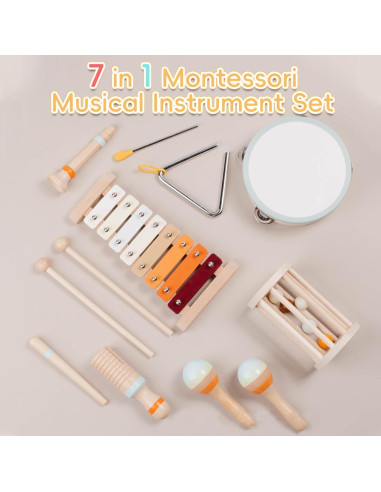 Set de 7 Instrumentos Musicales Montessori JAMANI para Bebés