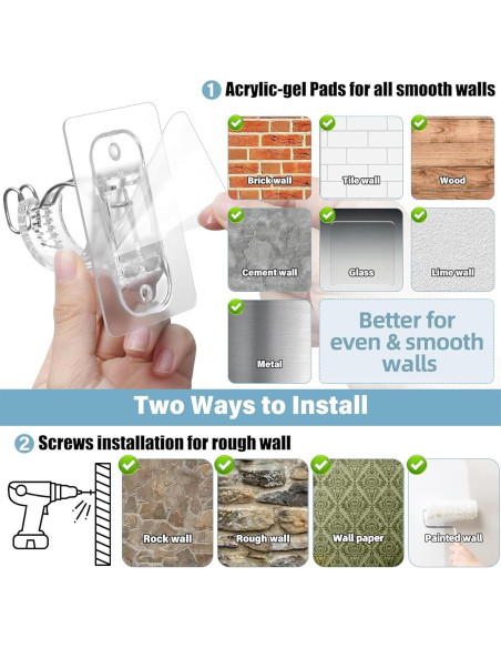 Paquete de 8 Soportes Adhesivos para Varilla de Cortina Antimbee Paquete de 8 Soportes Adhesivos para Varilla de Cortina Antimbee