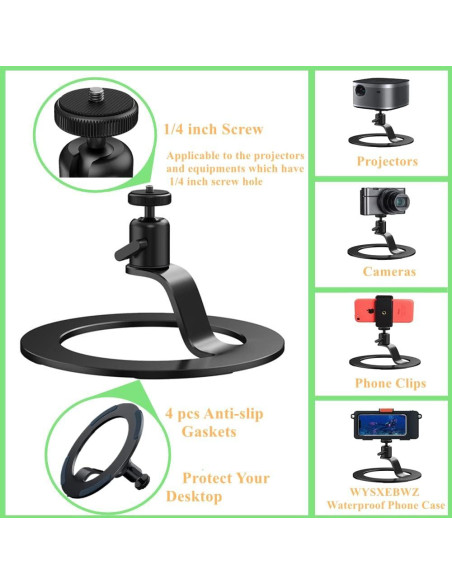 Soporte de Proyector de Aluminio WYSXEBWZ Ajustable 360 Soporte de Proyector de Aluminio WYSXEBWZ Ajustable 360
