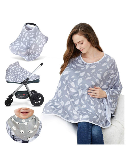 Cubierta de Lactancia Poncho Huatian 360 - Plumas Grises Cubierta de Lactancia Poncho Huatian 360 - Plumas Grises
